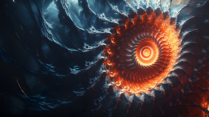 Poster - Computer generated abstract artwork featuring a spiraling spiral and artistic tulip design in vibrant colors