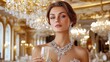 © Irina - Glamorous woman with diamond necklace and champagne at an elegant gala