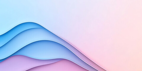 Leinwandbilder - Soft, layered waves in pastel hues of blue, purple and pink create a calming, minimalist background. A smooth gradient enhances the serene atmosphere.