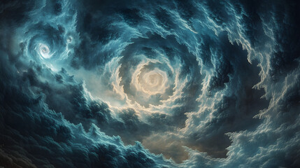 Fototapete - Spiral vortex formation in the sky with abstract atmospheric patterns