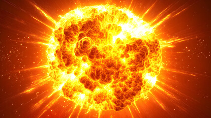 Poster - Abstract explosion of yellow and orange colors creating dynamic visual effects in a vibrant artistic representation