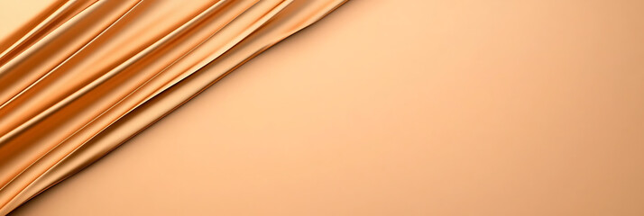 Leinwandbilder - Peach-toned background with silky, draped fabric creates a luxurious and elegant feel, ideal for design or presentation backdrops.