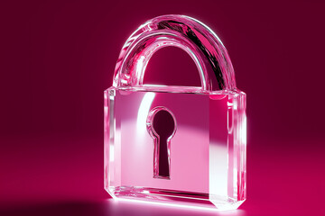Aufkleber - Pink glass padlock symbolizing security on gradient background