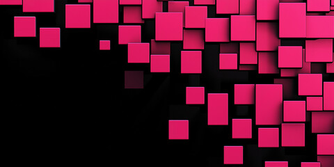 Poster - Pink cubes emerging from black background creating abstract design