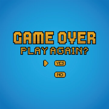 Pixel Art Game Over Background Vector Design.