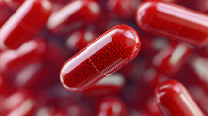 Poster - Red pills falling: medicine, pharmacy, and healthcare concepts