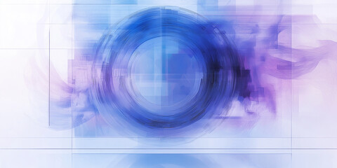 Aufkleber - Abstract blue and purple swirls creating a circular pattern reflecting on a surface