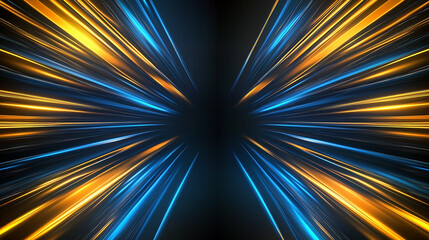 Poster - Abstract speed motion blue and gold light trails background