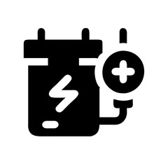 Poster - Battery icon with charging symbol for energy and power concepts