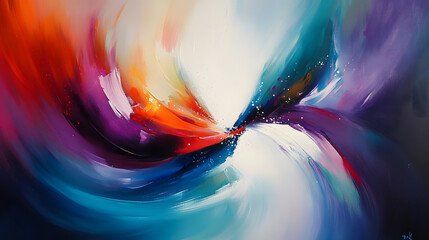 Poster - Colorful abstract design featuring tulips and space-themed elements in a vibrant composition