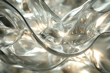 Aufkleber - Abstract image of flowing, translucent glass, resembling molten metal or liquid light.