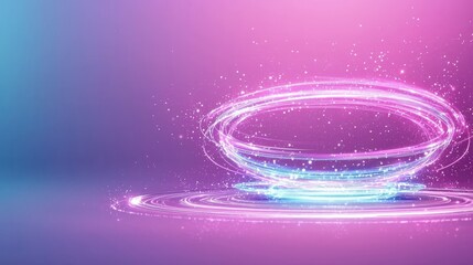Poster - A vibrant, glowing circular design with sparkling effects on a gradient background of purple and blue hues.
