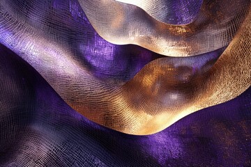 Aufkleber - Abstract image of flowing purple and gold textured fabric, creating a luxurious and elegant visual.