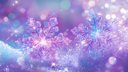 Poster - Artistic abstract image featuring snowflakes and winter-themed design elements on a textured background
