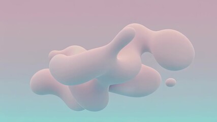 Poster - Fluid abstract shapes on pastel gradient background. Smooth 3D forms in pink and teal. Minimalist design concept for digital art, branding, and modern aesthetics
