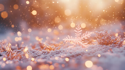 Poster - Artistic abstraction of snowflake in a field creating a unique winter landscape