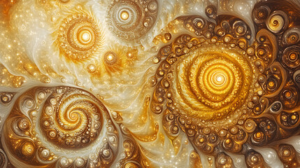Poster - Computer generated image of a golden spiral with tulip elements in artistic abstraction