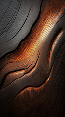 Aufkleber - Carved dark wood texture creating wavy shapes and patterns