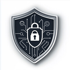 Fototapete - Cyber security shield protecting digital information with closed padlock