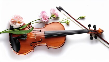 Poster - Violin Harmoniously Entwined With Delicate Flower Stems Showcasing Nature and Music