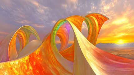 Poster - Computer generated abstract image featuring vibrant colors and shapes with an artistic representation of modern design elements