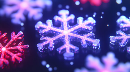 Poster - Artistic representation of intricate snowflake patterns on a white snow surface in winter season