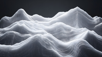 Poster - Computer screen displaying an abstract pattern of white lines on a dark background in a digital art style