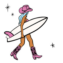 Coastal Cowgirl Surfer Girl Western Boots Surfboard Girl