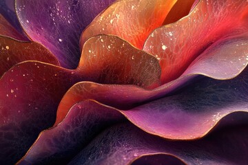 Aufkleber - Abstract close-up of vibrant, wavy fabric with metallic accents; rich color gradient.