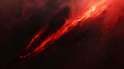 Poster - Abstract representation featuring a large red and black object on a matching background with dynamic forms and shapes