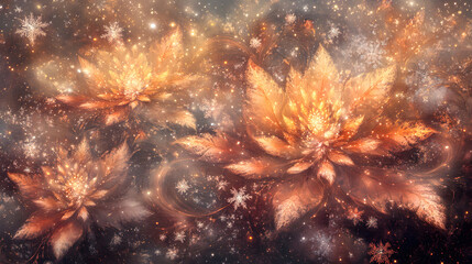 Poster - Group of colorful flowers arranged in a dark room with a surreal atmosphere and intricate details