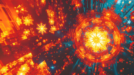Fototapete - Red and blue abstract background with lights creating a vivid and dynamic visual effect for creative projects
