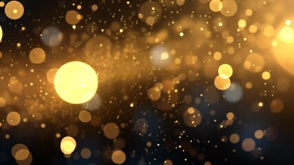 Poster - A stunning display of gold fireworks illuminating the night sky with shimmering bokeh effects during a festive celebration, creating a warm and vibrant atmosphere