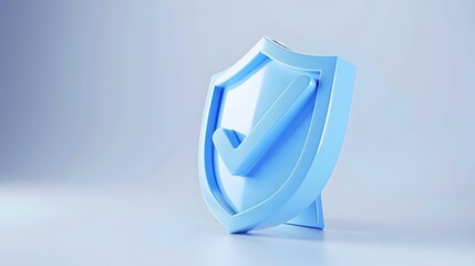 Fototapete - cartoon 3d Icon safety shield check mark perspective . Blue symbol security safety icon. Checkmark in minimalistic style. 3d vector illustration. white background