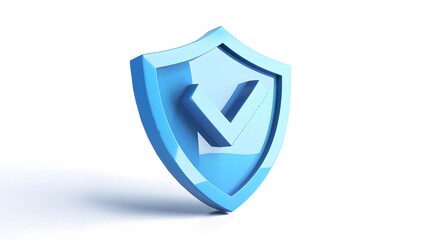 Wall Mural - cartoon 3d icon safety shield check mark perspective . blue symbol security safety icon. checkmark i