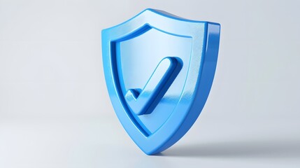 Wall Mural - cartoon 3d icon safety shield check mark perspective . blue symbol security safety icon. checkmark i