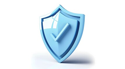 Wall Mural - cartoon 3d icon safety shield check mark perspective . blue symbol security safety icon. checkmark i