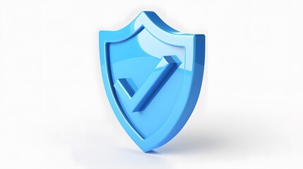 Wall Mural - cartoon 3d icon safety shield check mark perspective . blue symbol security safety icon. checkmark i