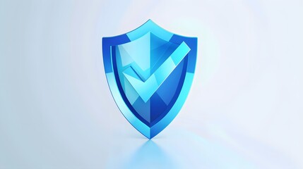 Wall Mural - cartoon 3d icon safety shield check mark perspective . blue symbol security safety icon. checkmark i