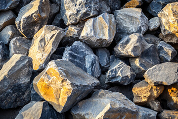 Poster - Closeup of textured rocks at construction site. Generative AI