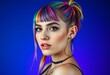 © iushakovsky - Vibrant female portrait with rainbow hair and edgy makeup