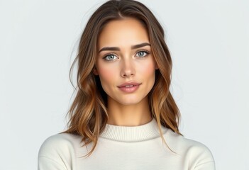 Wall Mural - Photorealistic portrait of a woman with neutral makeup