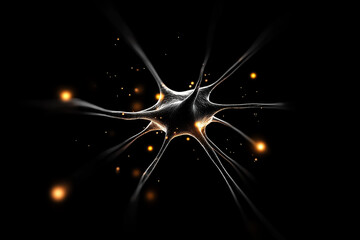 Poster - A neuron with glowing connections extends outward against a dark background, illustrating the intricate networks of the nervous system and the importance of neural communication