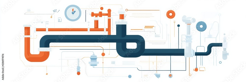 Minimalist infographic detailing gas pipelines and flow dynamics for ...
