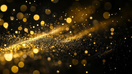 Poster - Ethereal golden light and floating bubbles abstract digital background