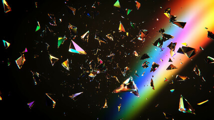 Poster - Abstract holographic shards with vibrant rainbow light for futuristic designs