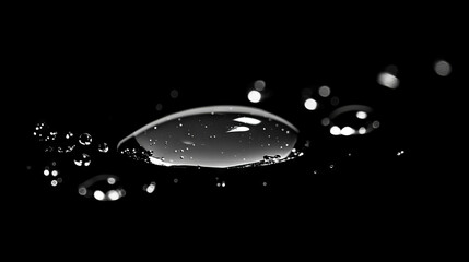 Poster - Abstract background of falling raindrops with light reflections in dark atmosphere