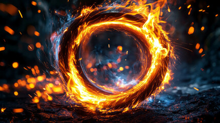 Poster - Fiery spiral of sparks in motion for dynamic visual design