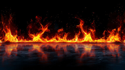 Poster - Fiery background with sparks and reflections for dynamic design
