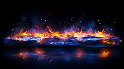 Poster - Fiery background with sparking embers and subtle flames for dramatic visual design